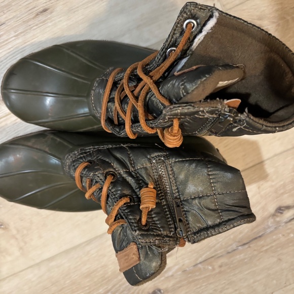 Sperry Duck Boots Women's Size 7 Green Top Siders with Leather Laces WaterprooF - Picture 4 of 4